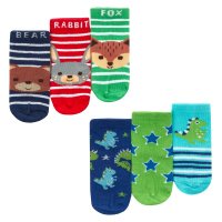 44B974: Baby Boys 3 Pack Cotton Rich Design Ankle Socks (Size 3-5.5 Only)
